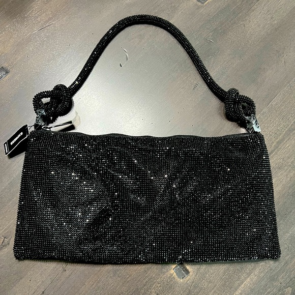Express Bags Express Rhinestone Knot Strap Slouch Bag In Black
